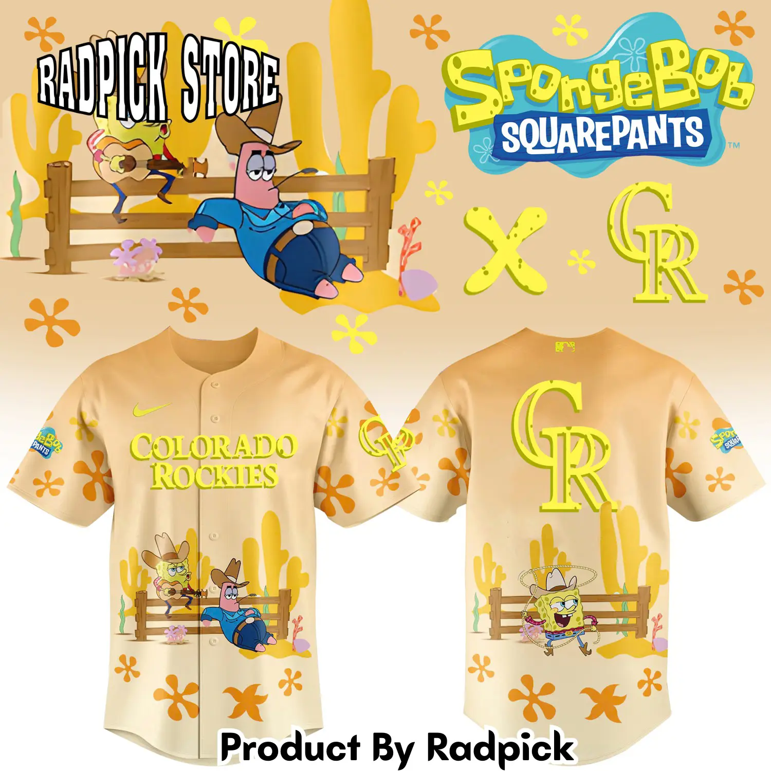 Radpick spongebob squarepants and colorado rockies baseball baseball jersey rp12770